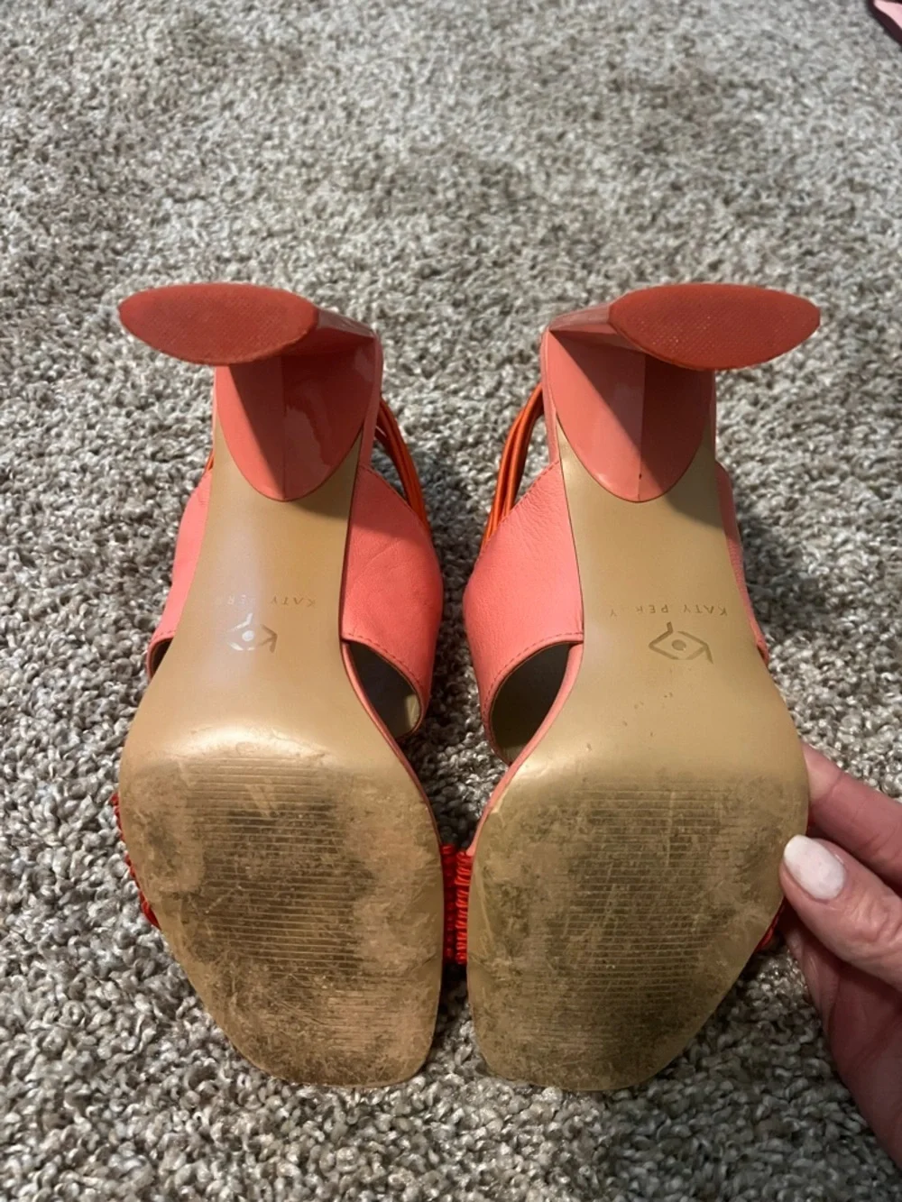 Katy Perry Collections Coral and Red Strappy Slingback Heels